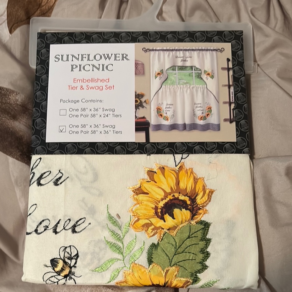 Sunflower Picnic Embellished Curtain Set